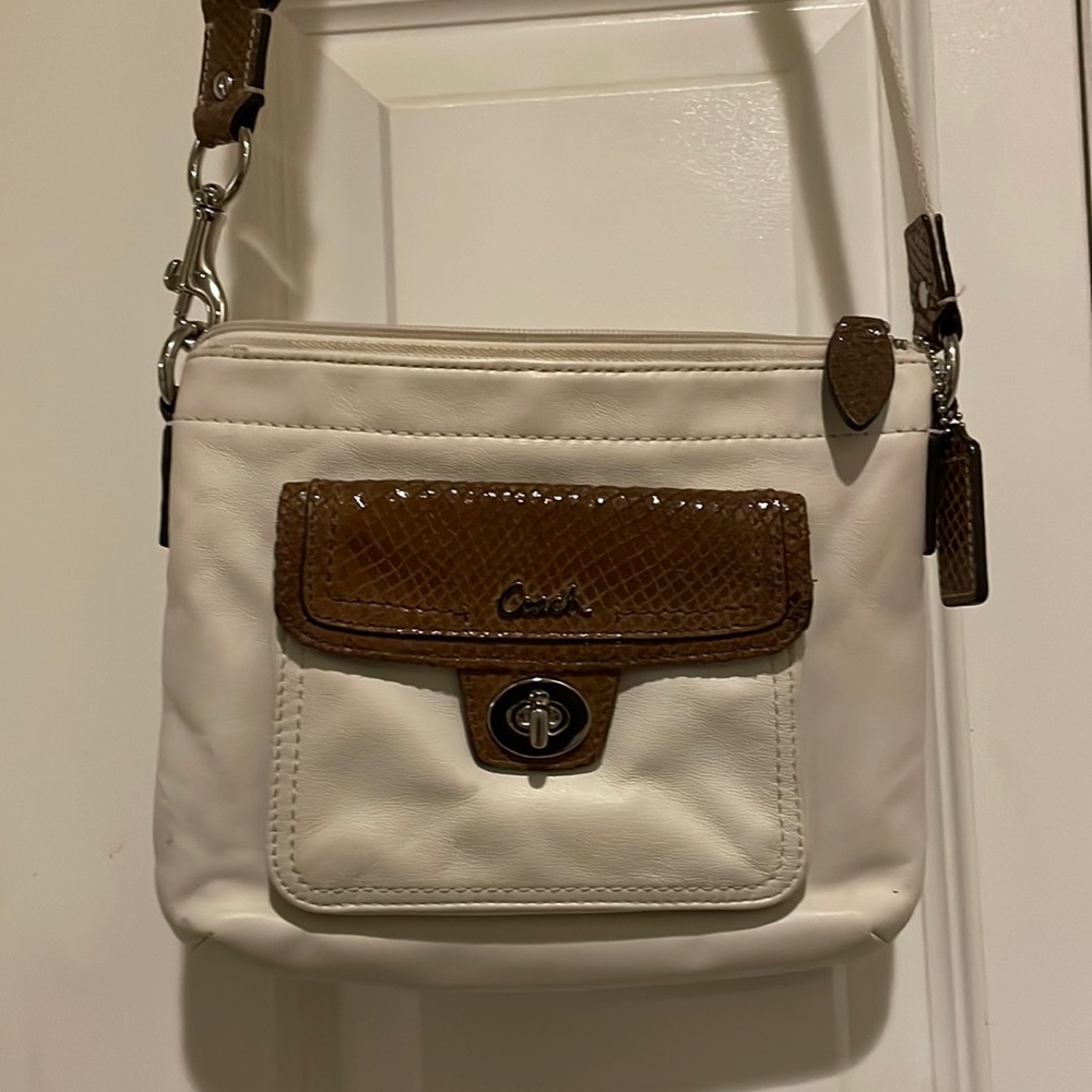 Coach Vintage white leather cross body purse